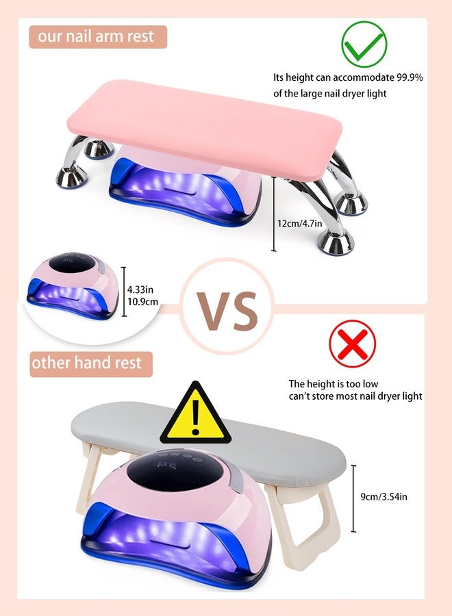 LIONVISON Big Arm Rest for Nails Cushion, Microfiber Leather Hand Rest for Nails Tech, Hand Rest Pillow for Nails Toenails, Detachable Nail Art Accessories Tool for Nails Tech (Pink) - Image 3